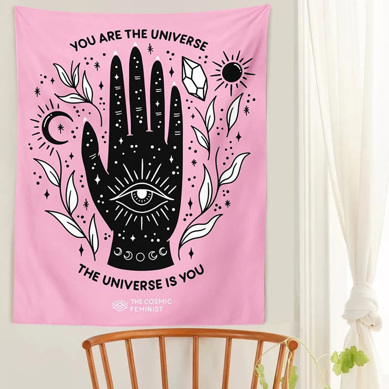 Pink Sun Moon Tapestry Wall Hanging Tarot Decoration