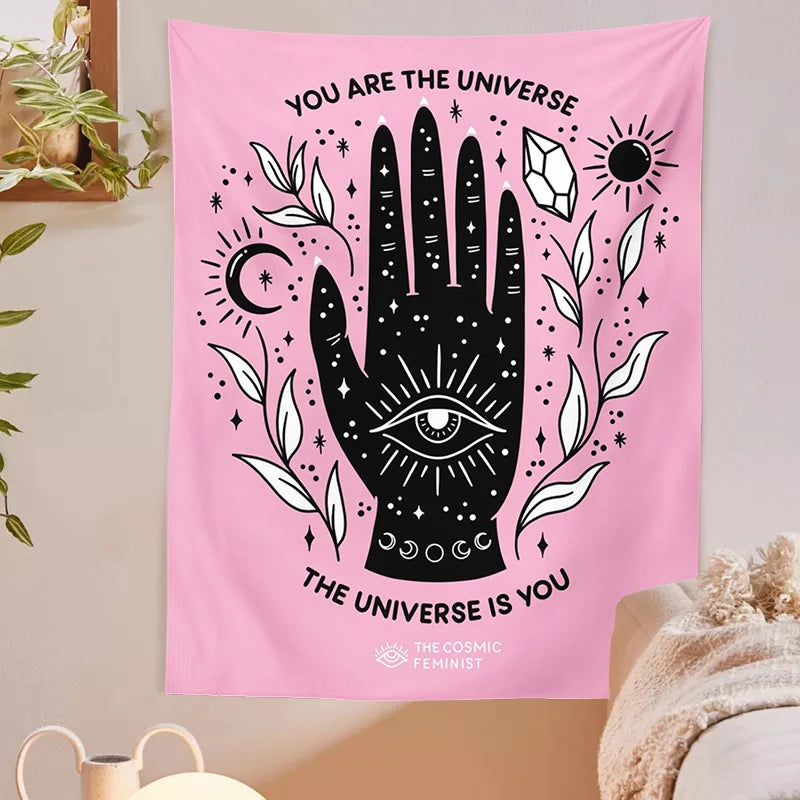 Pink Sun Moon Tapestry Wall Hanging Tarot Decoration